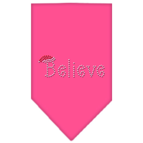 Believe Rhinestone Bandana Bright Pink Large